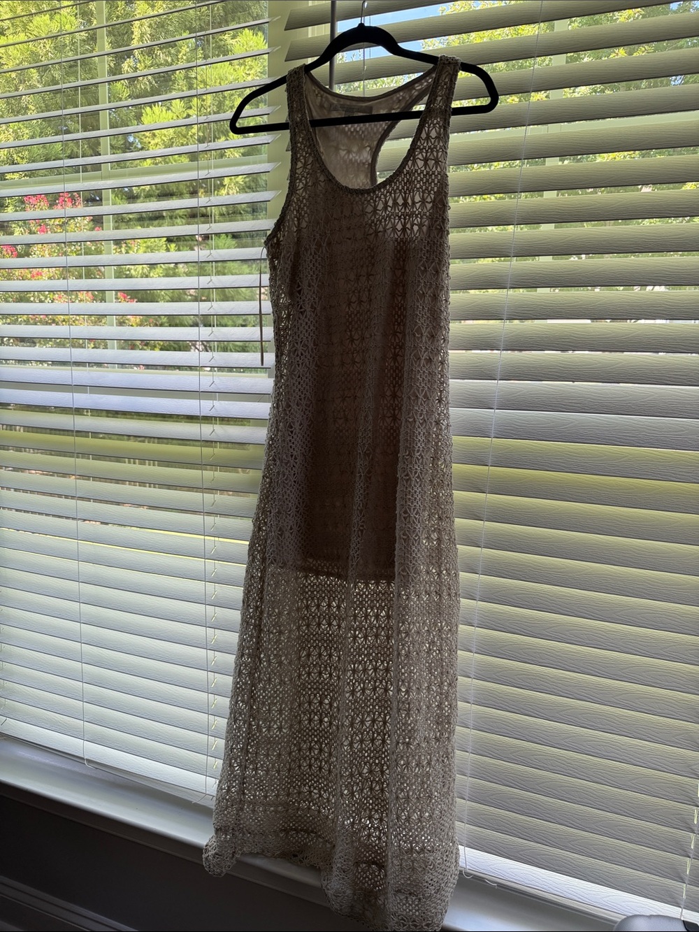 LC Lauren Conrad Cream Crochet Long Tank